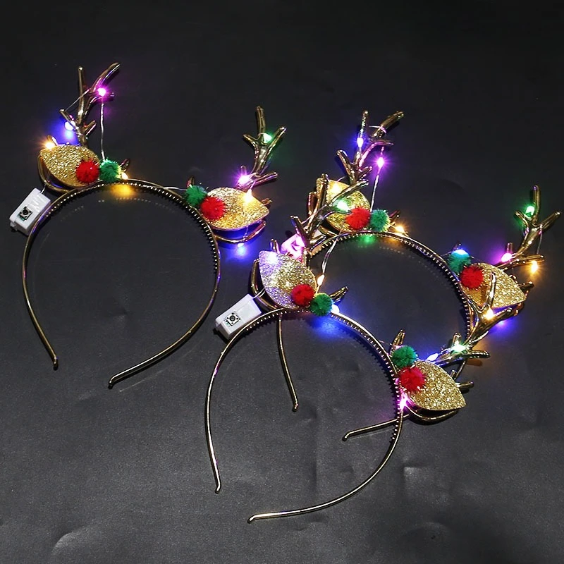 Reindeer Antlers Headband - 20 قطعة من عصابات الرأس المضيئة