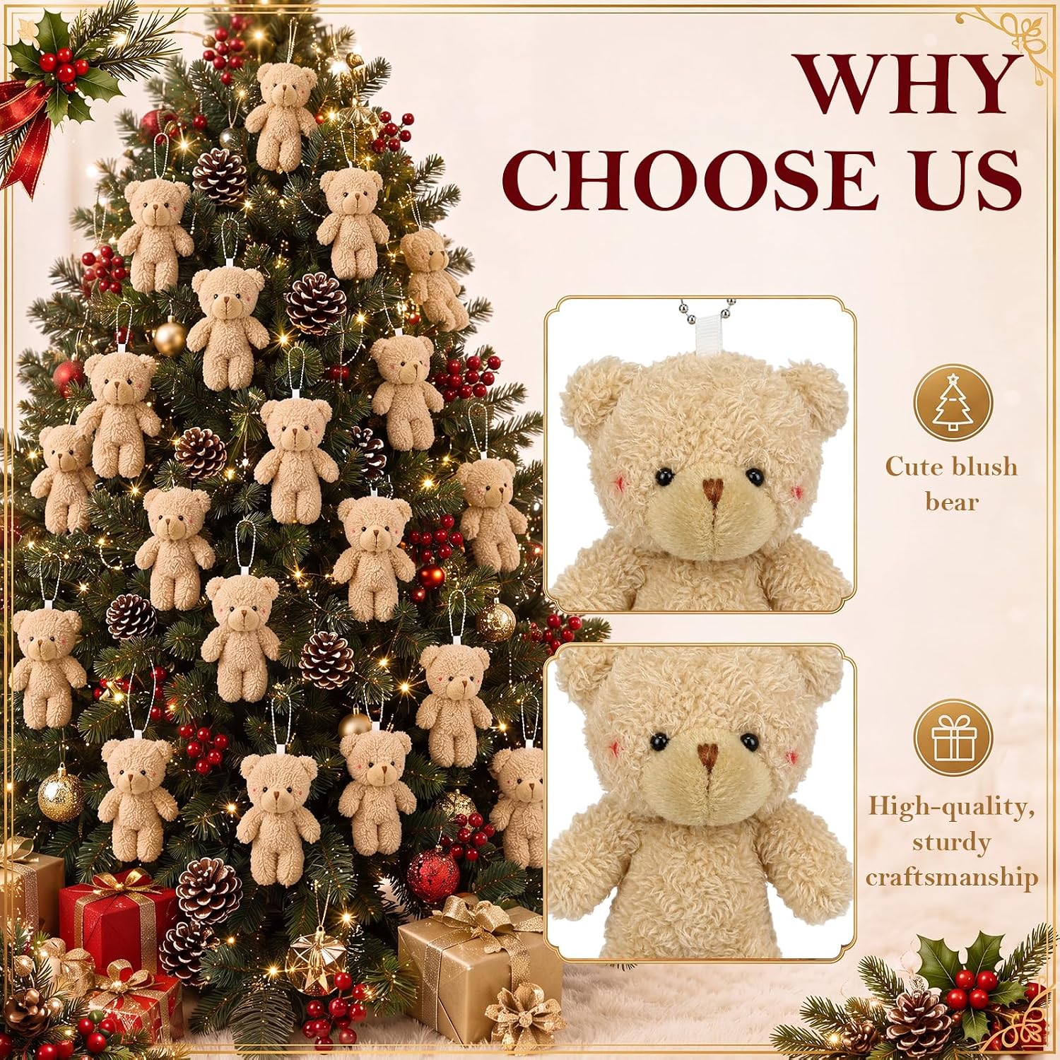 12-60 قطعة من دمى الدببة الصغي - مراجعة Christmas Stocking Hanging وسعره