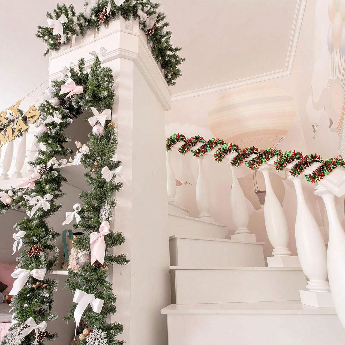زينة عيد الميلاد: سلسلة زينة ح - مراجعة Tinsel Garland Decoration وسعره