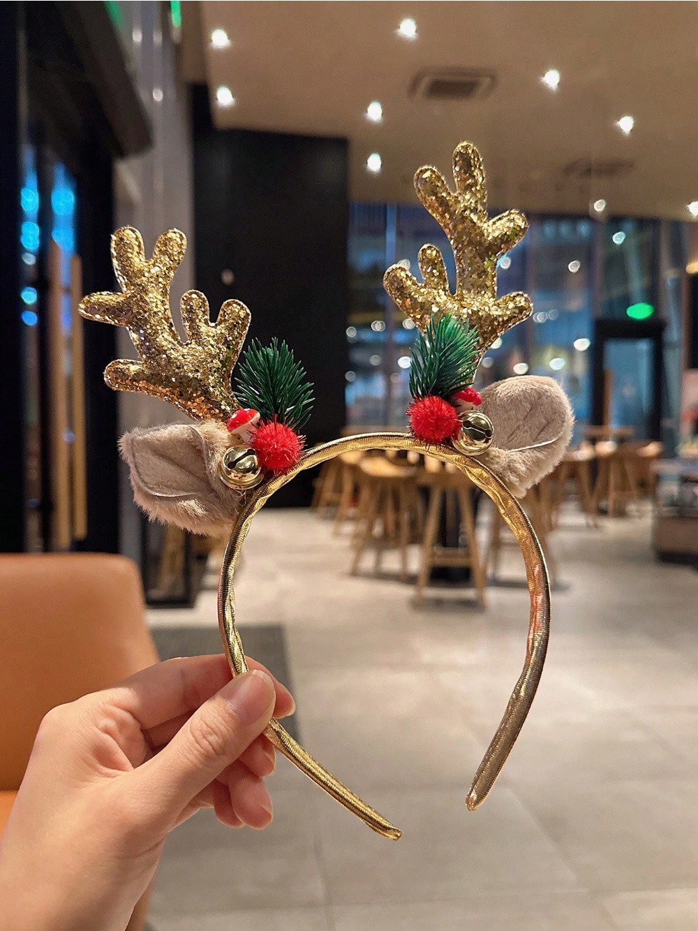 1 قطعة الذهب الترتر الفطر عيد  - مراجعة Reindeer Antlers Headband وسعره